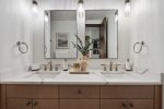 His and Hers vanity with quartz countertops
